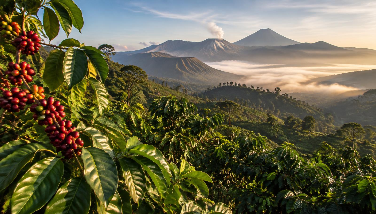 Ijen highland coffee landscape in East Java